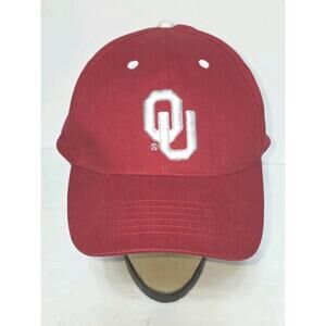 Vintage Oklahoma Sooners OU Hat Cap Strap Back Signatures One Size Red